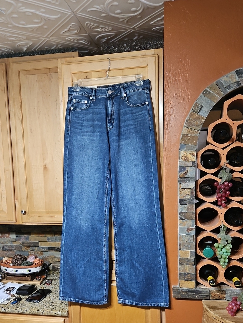 Aeropostale High Rise Wide Leg Jeans Distressed Blue NWT